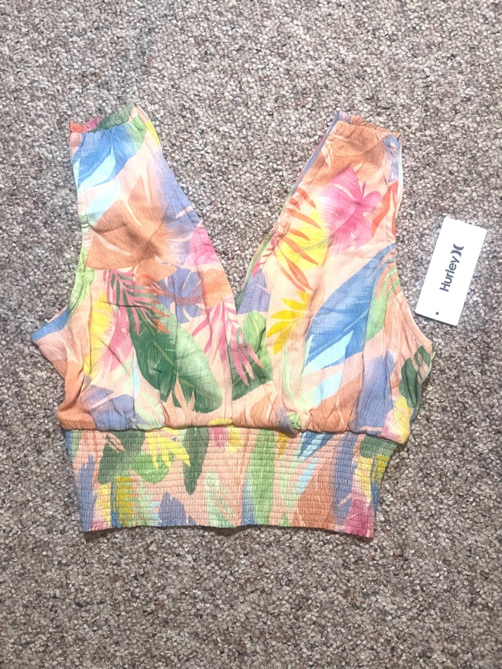 Hurley Paradise Floral Colorful Cropped Flowy Tank Top NWT